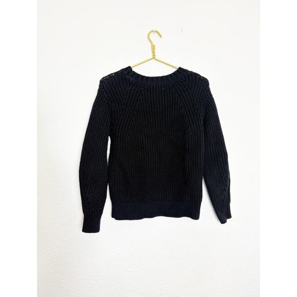 Everlane Texture Cotton Crewneck Sweater Size Small Black Fisherman Grandpa - Picture 10 of 11